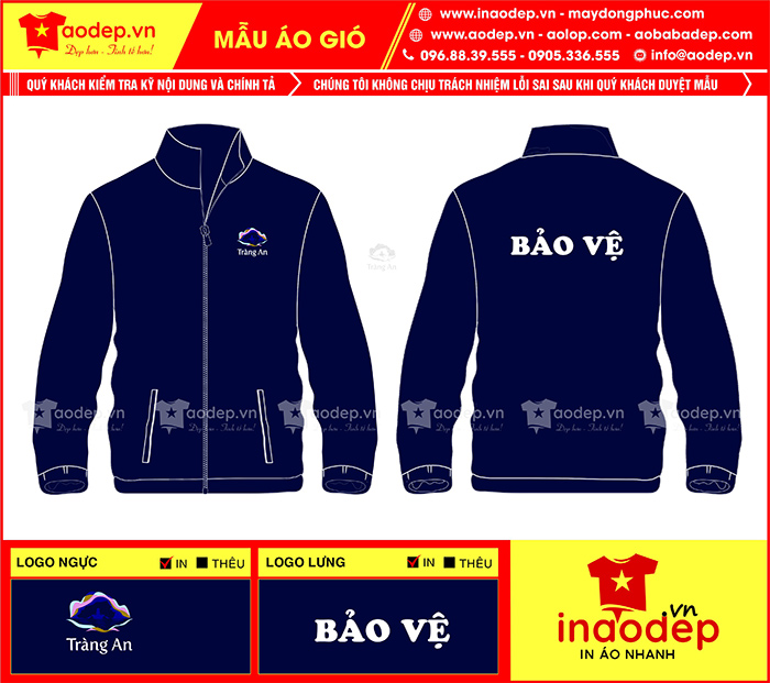 May áo khoác đồng phục Bảo vệ Tràng An | May ao gio dong phuc